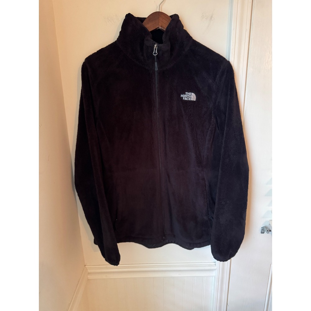 The North Face Osito Full Zip Fleece Jacket Black Womens Large L High Pile Soft